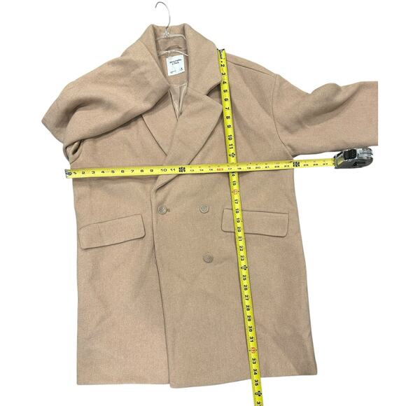 Abercrombie & Fitch Wool blend oversized boxy light brown tan coat sz Medium - Picture 6 of 9